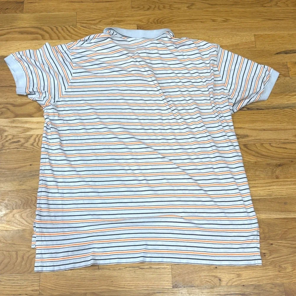Polo Ralph Lauren Mens XL Blue Orange Striped Short Sleeve Cotton Polo Shirt